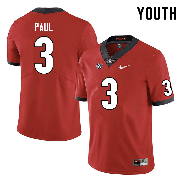 Youth #3 Andrew Paul Georgia Bulldogs College Football Jerseys Sale-Red - Click Image to Close